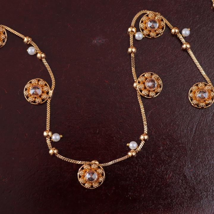 Exquisite Floral Hipchain with Gold & Pearls for Weddings