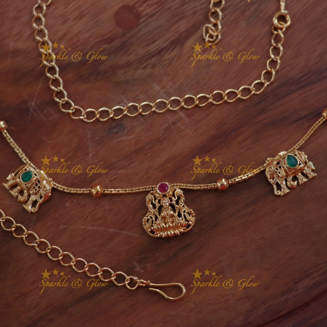Elegant Lakshmi Elephant Hip Chain in Gold Finish