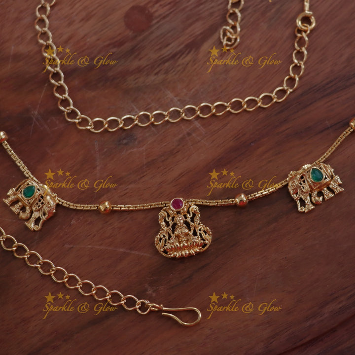 Elegant Lakshmi Elephant Hip Chain in Gold Finish
