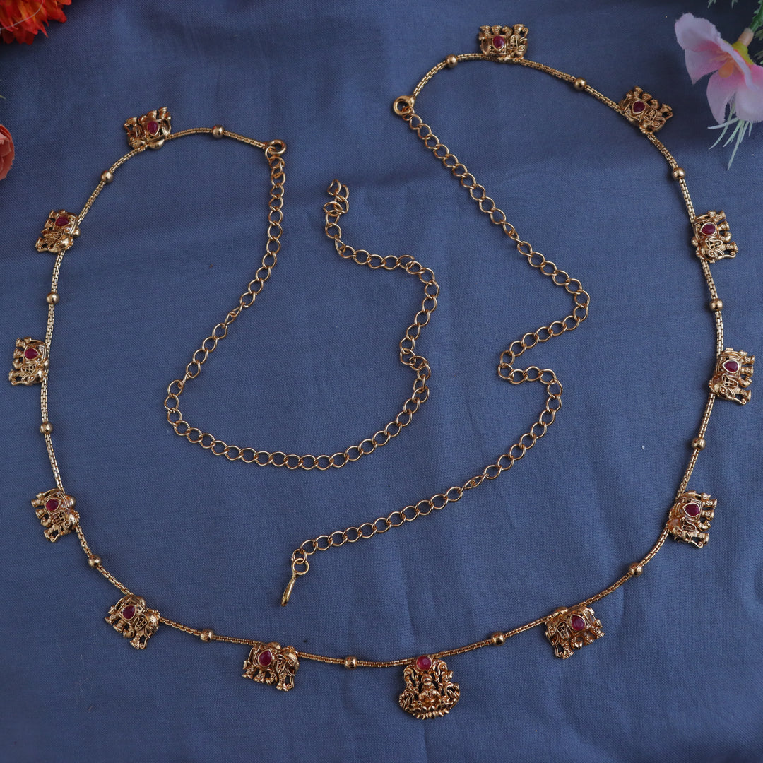 Elegant Lakshmi Elephant Hip Chain in Gold Finish