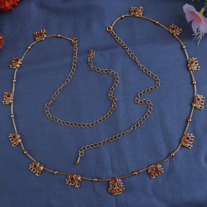 Elegant Lakshmi Elephant Hip Chain in Gold Finish