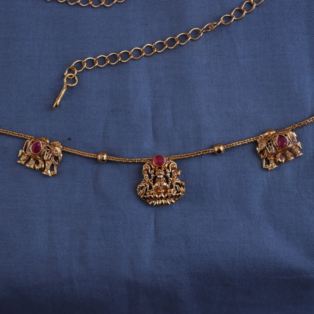 Elegant Lakshmi Elephant Hip Chain in Gold Finish