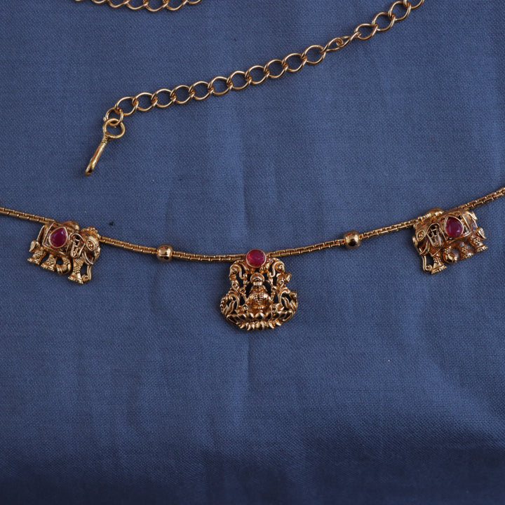 Elegant Lakshmi Elephant Hip Chain in Gold Finish