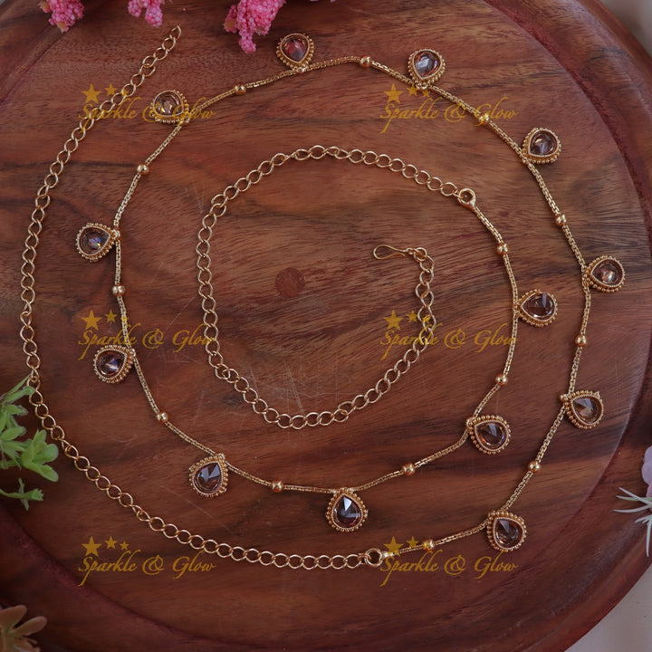 Elegant Gold Hipchain with Stone Drops for Weddings