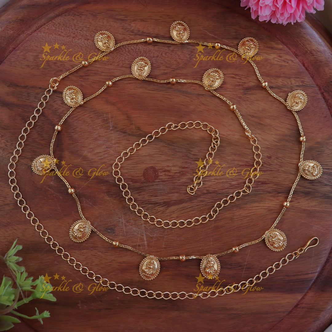 Exquisite Lakshmi Coin Hip Chain for Weddings