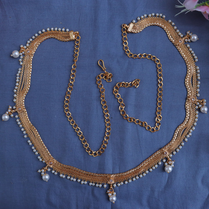 Elegant Gold Pearl Hip Chain for Festive Glamour
