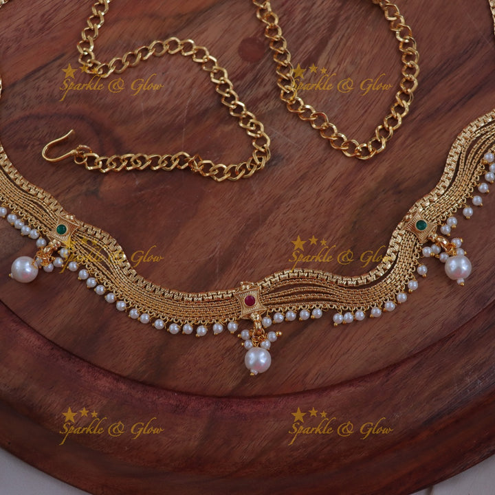Elegant Gold Pearl Hip Chain for Festive Glamour