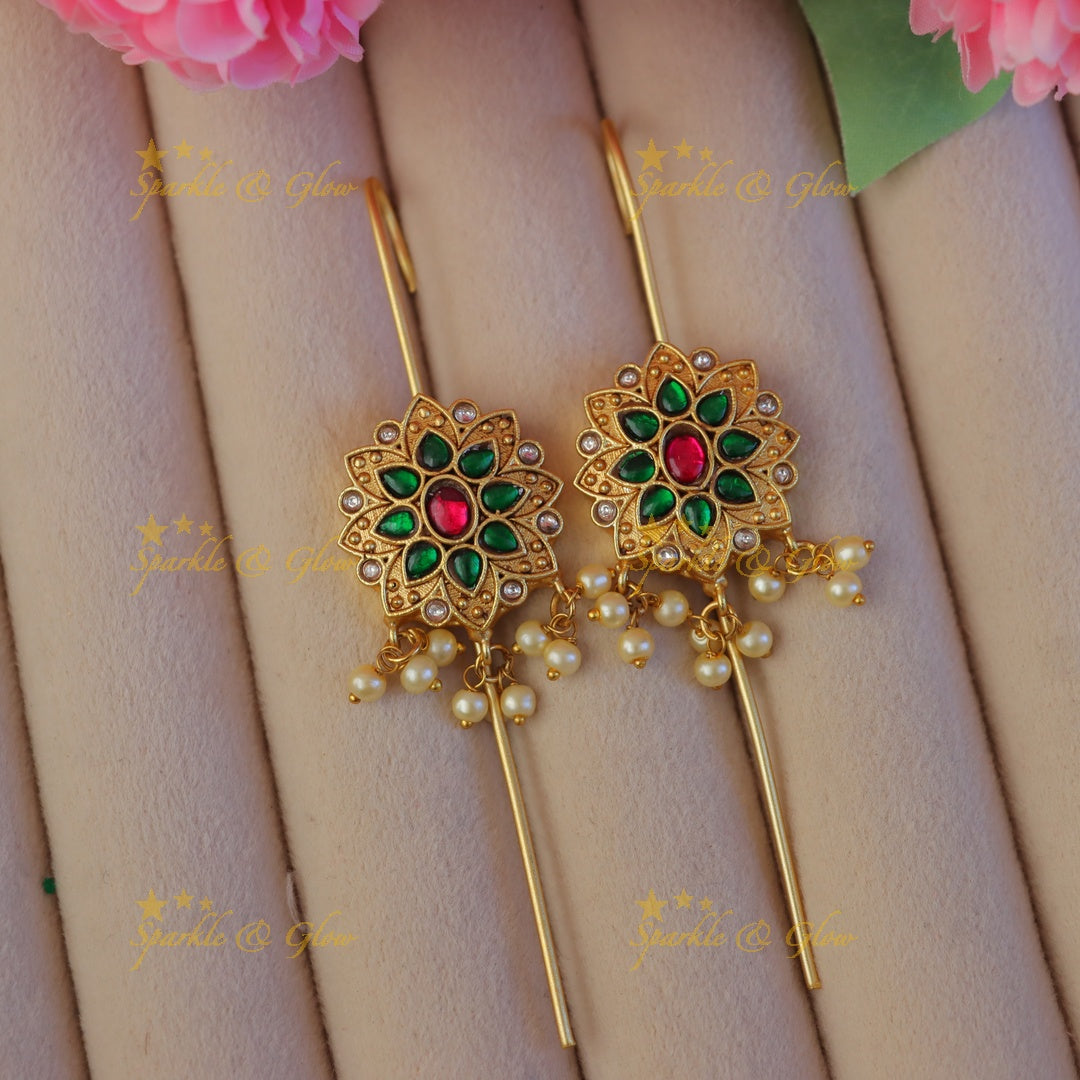 Exquisite Gold Floral Pearl Earcuffs for Festivities