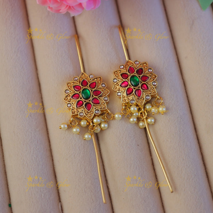 Exquisite Gold Floral Pearl Earcuffs for Festivities