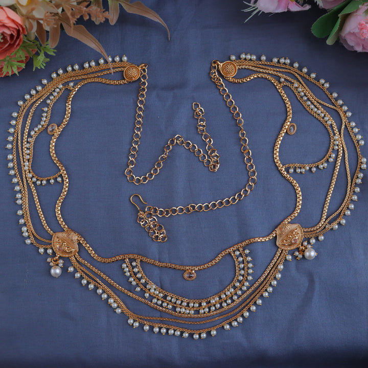 Exquisite Gold & Pearl Hip Chain for Festive Celebrations