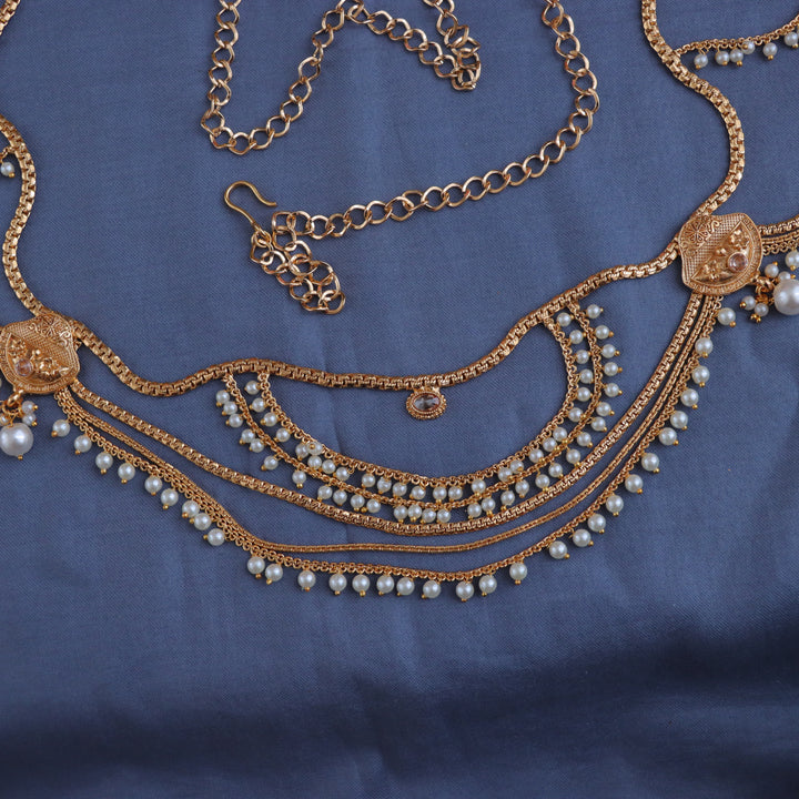Exquisite Gold & Pearl Hip Chain for Festive Celebrations