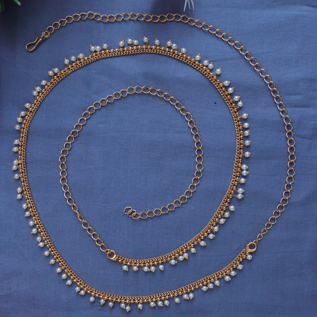 Elegant Gold Pearl Hip Chain for Festive Occasions