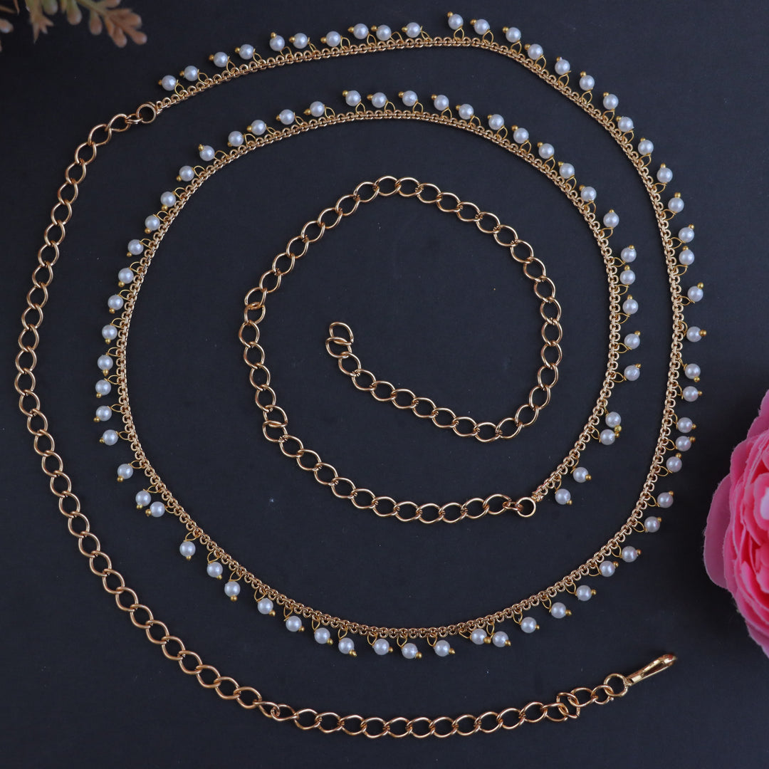Exquisite Pearl & Gold Hipchain for Wedding Elegance