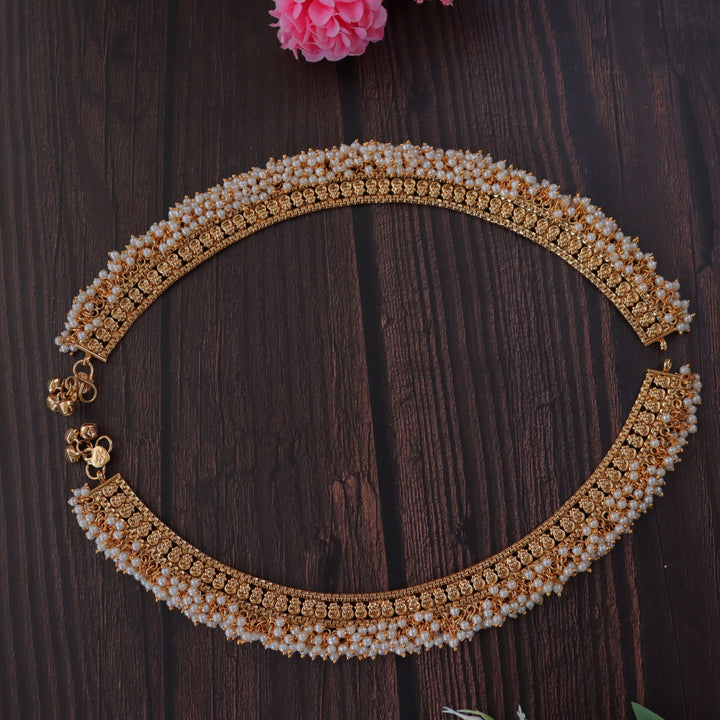 Gold Plated Floral Anklets for Bridal & Festive Wear