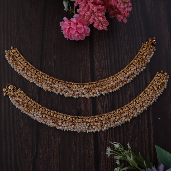 Gold Plated Floral Anklets for Bridal & Festive Wear