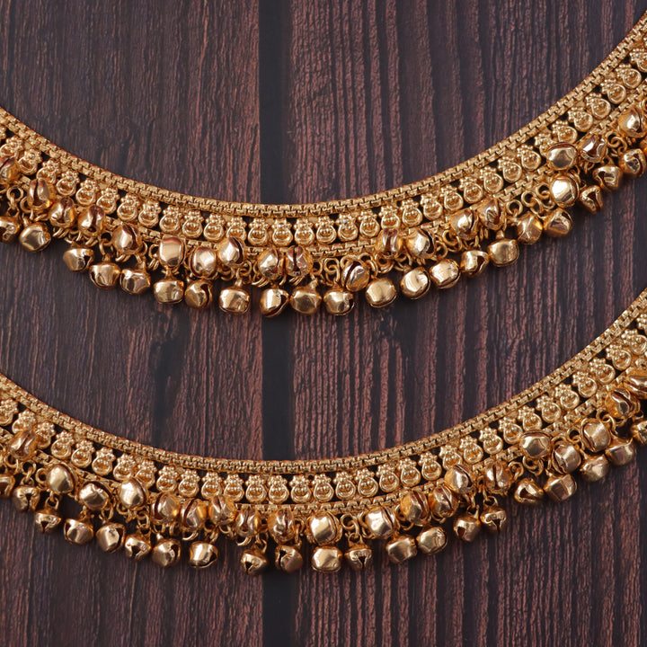 Gold Plated Floral Anklets for Bridal & Festive Wear