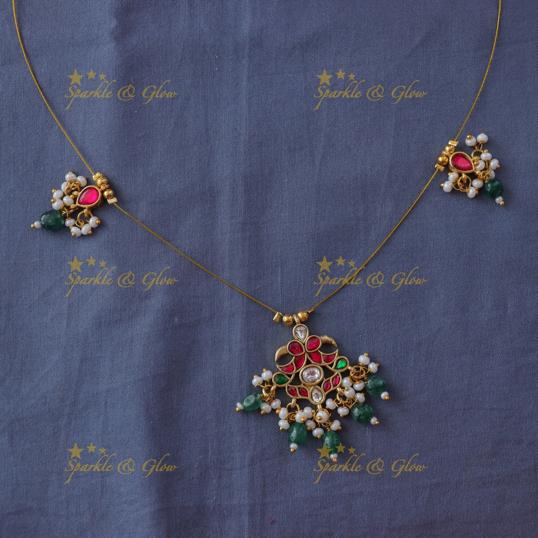 Green Bead Festive Necklace | Sparkle & Glow