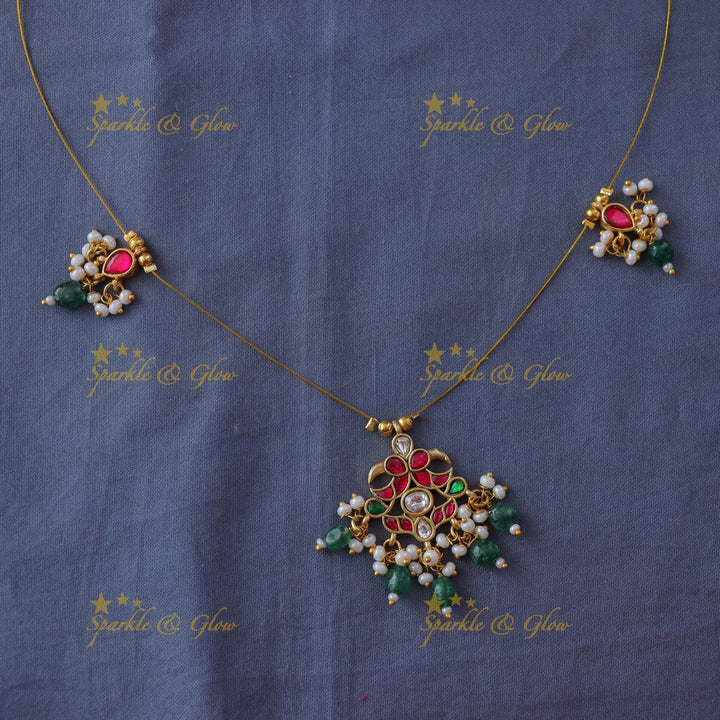 Green Bead Festive Necklace | Sparkle & Glow