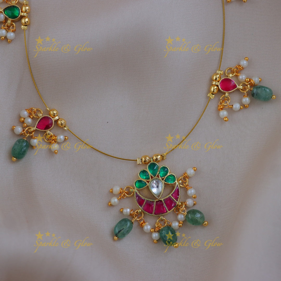 Exquisite Half Moon Floral Necklace - Sparkle & Glow