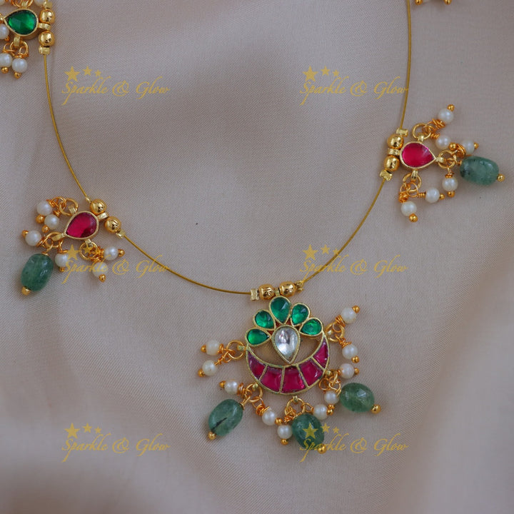 Exquisite Half Moon Floral Necklace - Sparkle & Glow