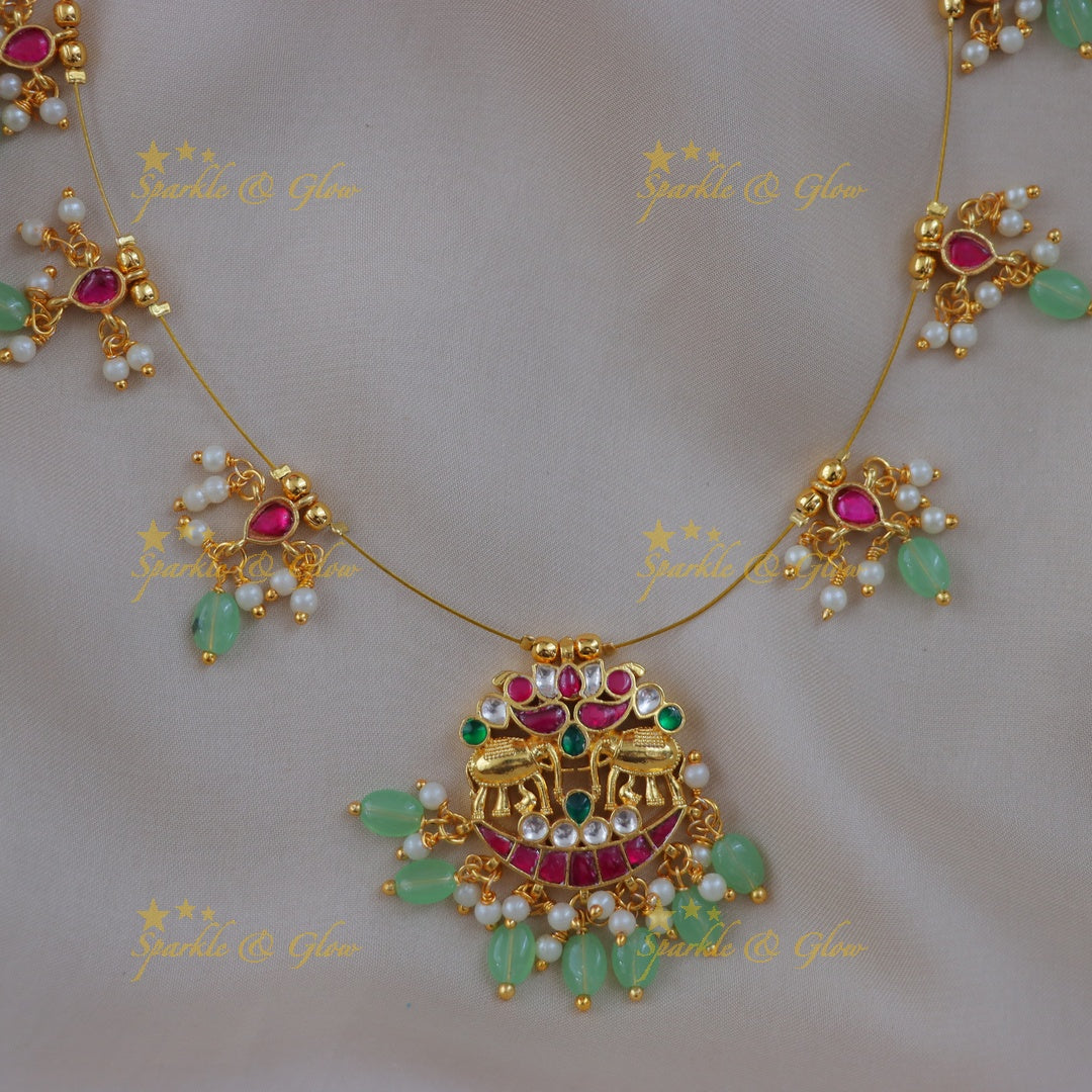 Elegant Festive Gold Elephant Pendant Necklace