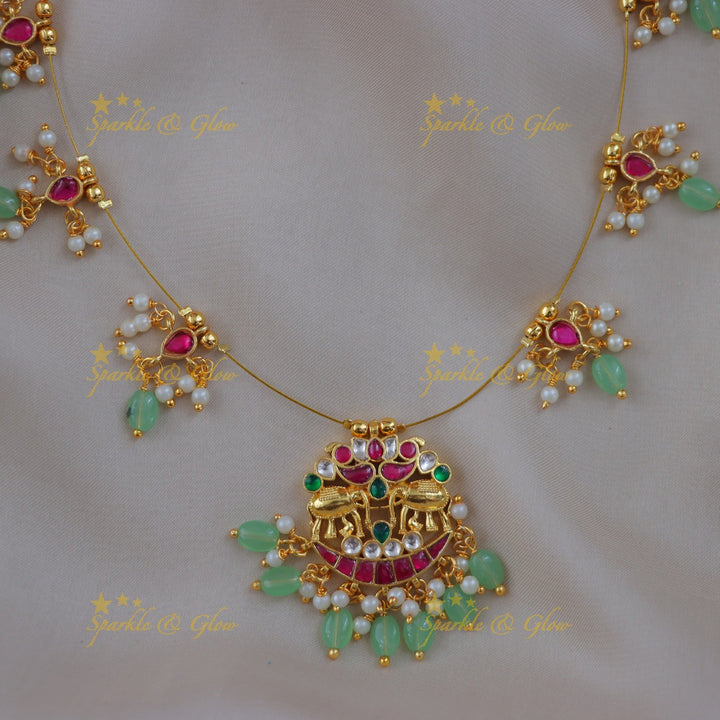 Elegant Festive Gold Elephant Pendant Necklace