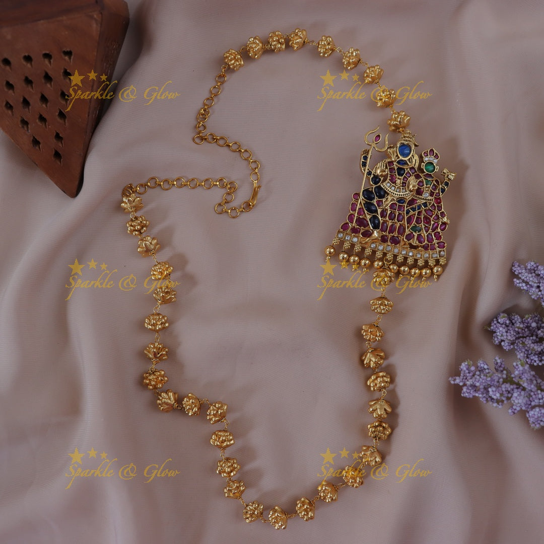 Exquisite Flower Bead Shiv Parvati MOP Necklace