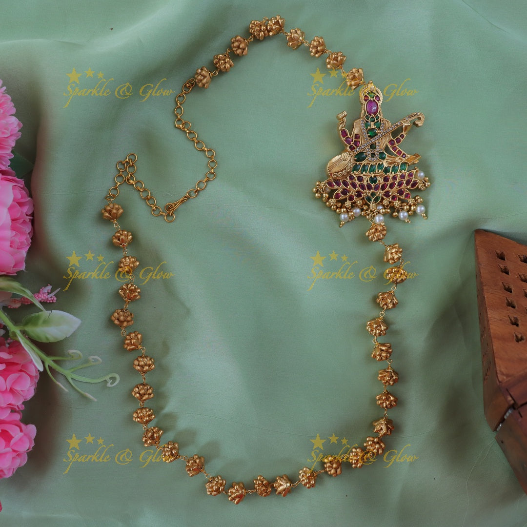 Buy Elegant Gold-Plated Saraswati Festive Necklace