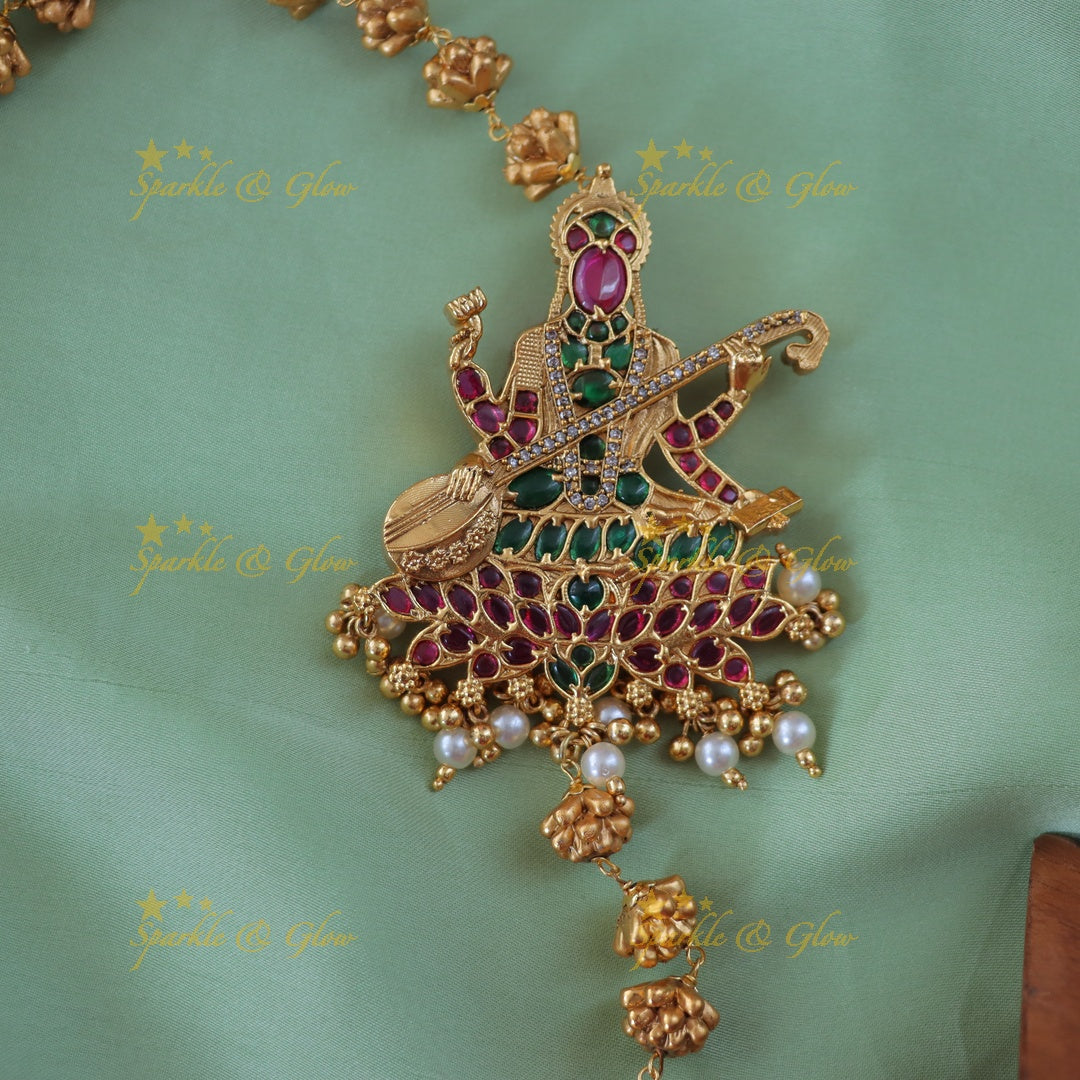 Buy Elegant Gold-Plated Saraswati Festive Necklace
