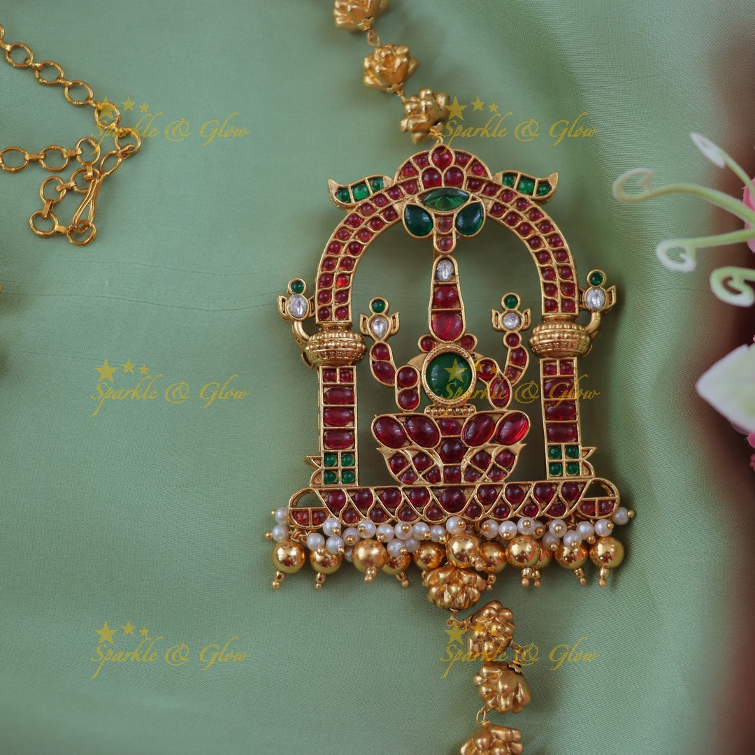 Elegant Lakshmi Necklace with Floral Beads – New Arrival