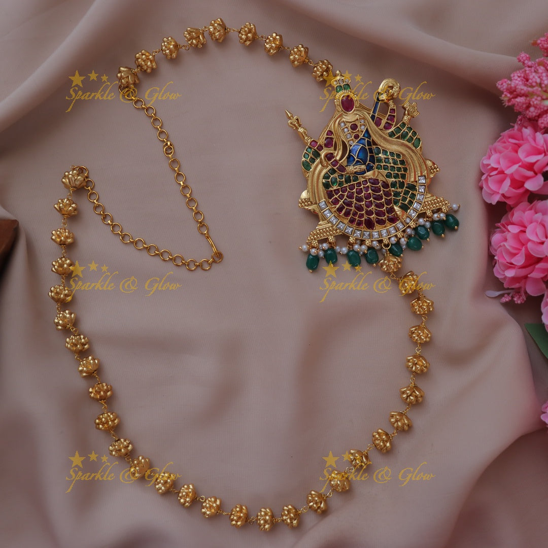 Indian Saraswati Pendant with Floral Necklace