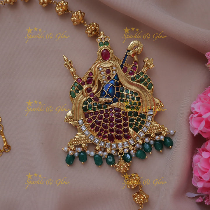 Indian Saraswati Pendant with Floral Necklace