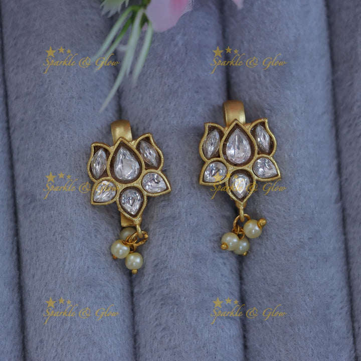 Elegant Lotus Bugadi Earrings with Pearls | Sparkle & Glow