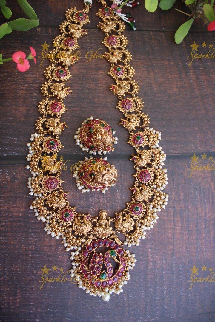 Elegant gold alike Kempu peacock design guttpusalu - Pearl - Sparkle and Glow