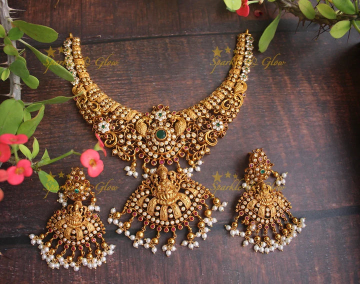 Premium Matte Lakshmi statement necklace - Sparkle and Glow
