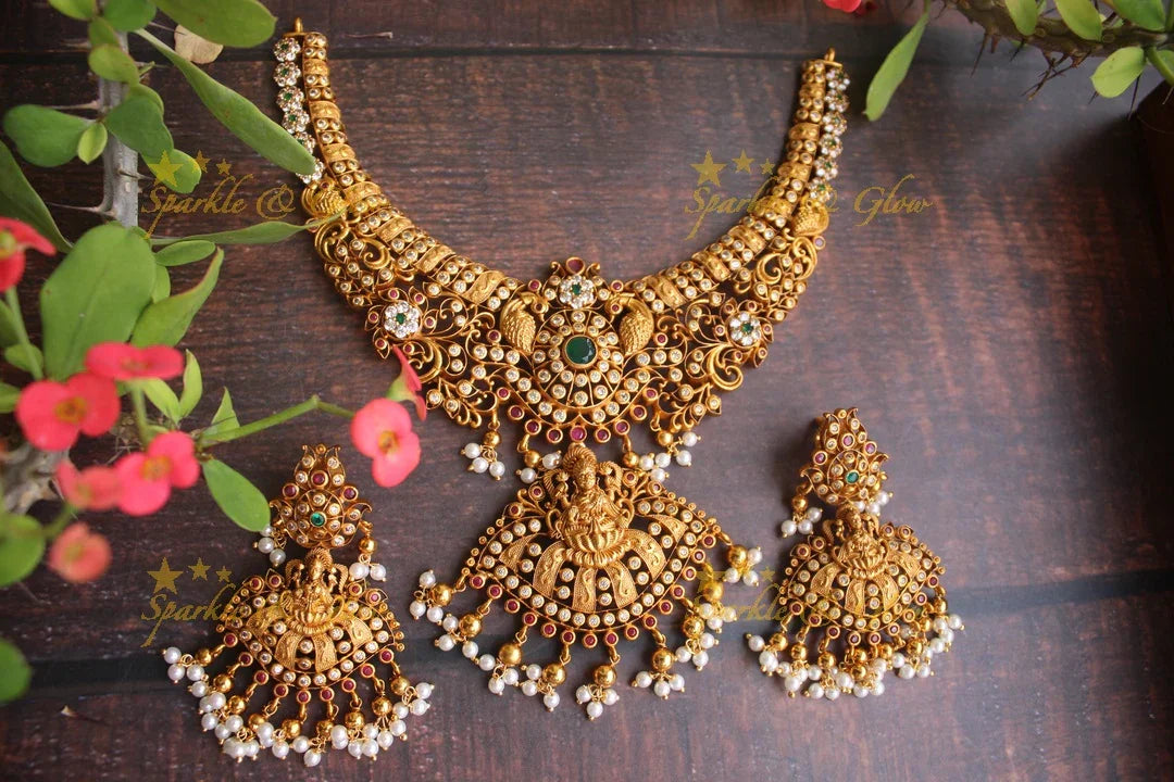 Premium Matte Lakshmi statement necklace - Sparkle and Glow