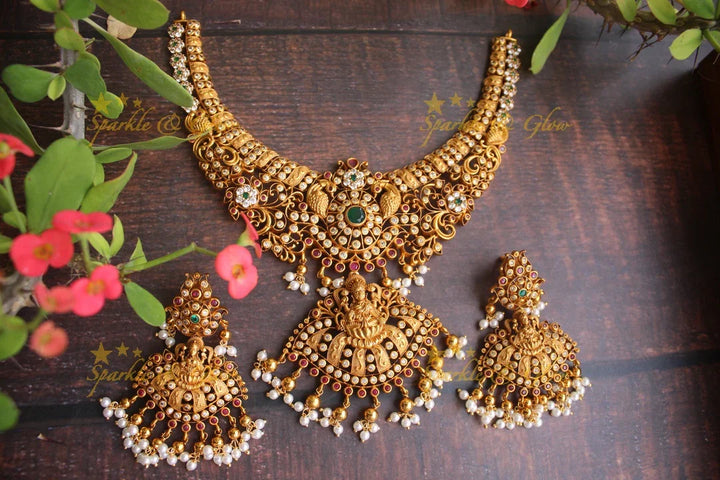 Premium Matte Lakshmi statement necklace - Sparkle and Glow