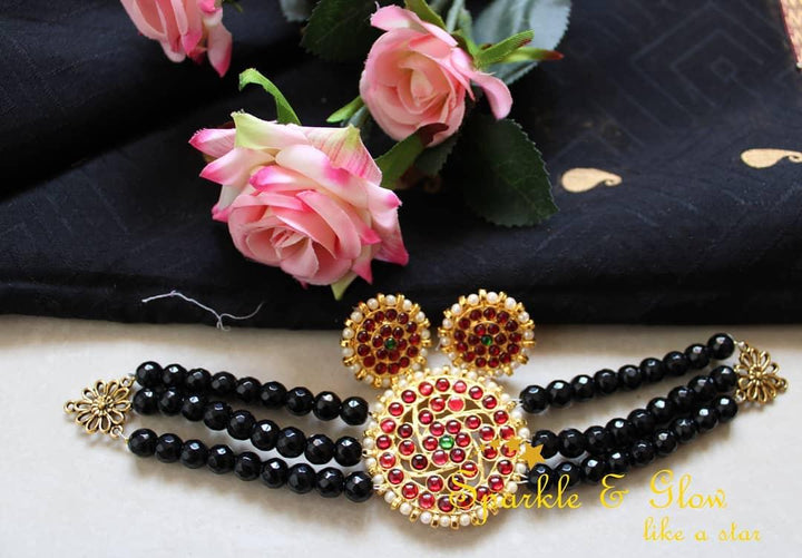 Agate beads kemp choker - Pink - Sparkle and Glow