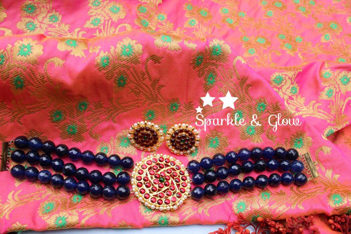 Agate beads kemp choker - Pink - Sparkle and Glow