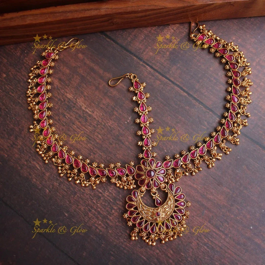 Gold alike Bridal three sided kemp maang tikka - Kemp - Sparkle and Glow