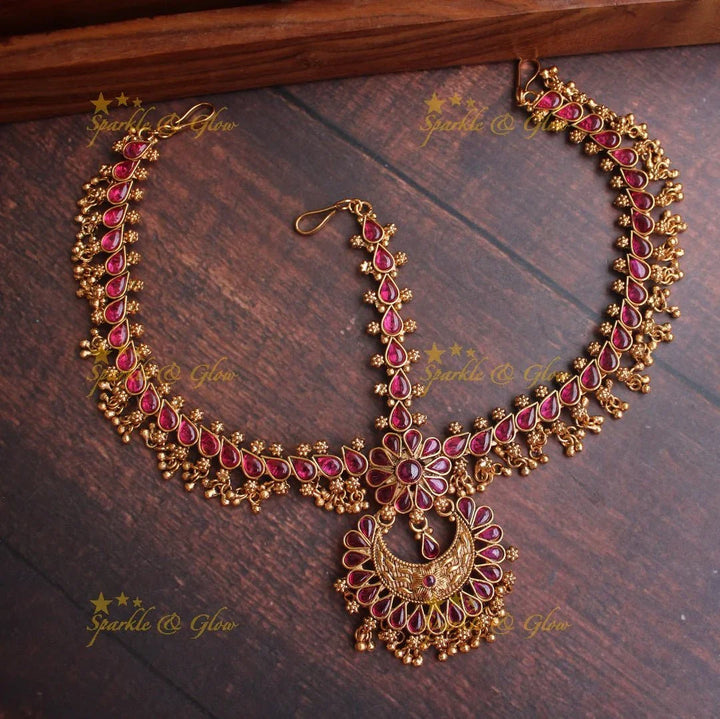 Gold alike Bridal three sided kemp maang tikka - Kemp - Sparkle and Glow