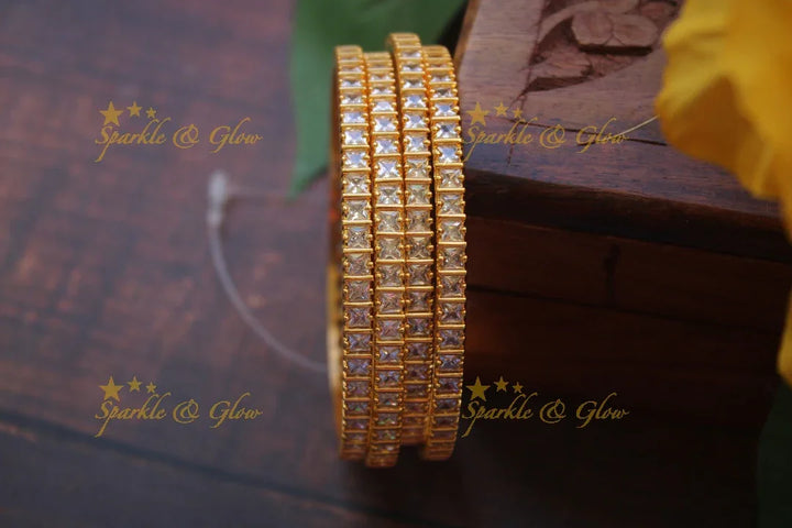 AD square shaped Stone bangles - Sparkle and Glow