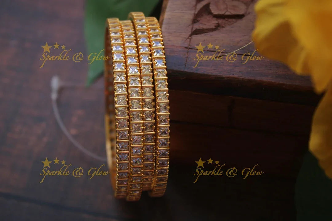 AD square shaped Stone bangles - Sparkle and Glow
