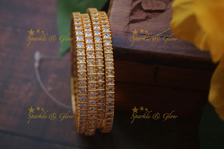 AD square shaped Stone bangles - Sparkle and Glow