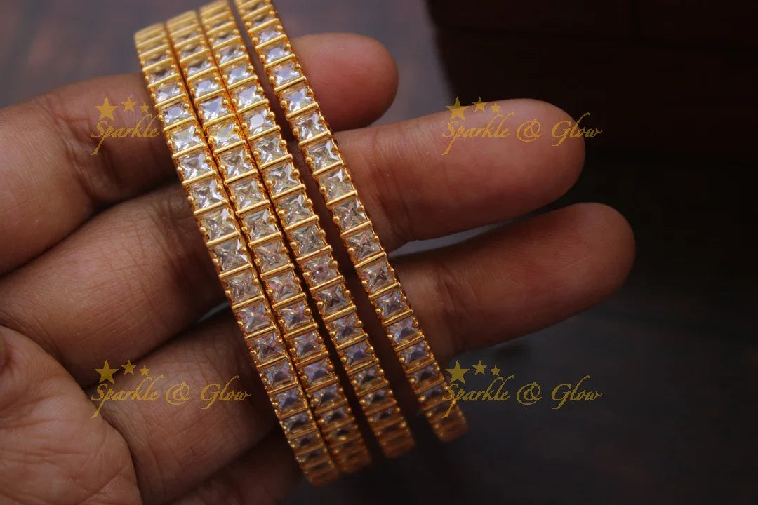 AD square shaped Stone bangles - Sparkle and Glow