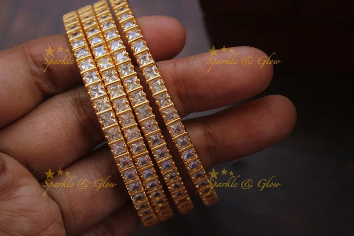 AD square shaped Stone bangles - Sparkle and Glow