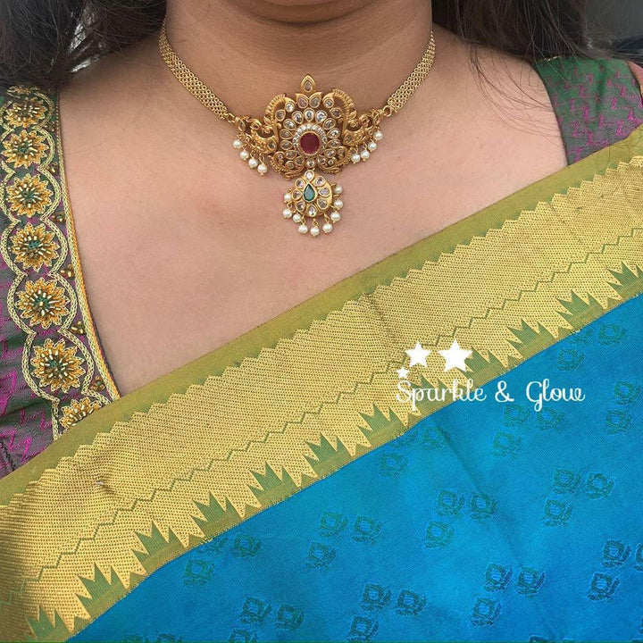 CZ stone peacock high neck choker - Sparkle and Glow