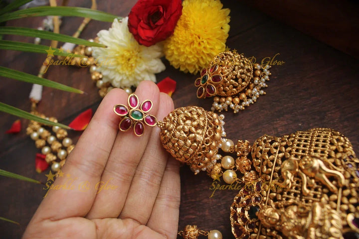 Gold alike polish exlcusive Lakshmi Pearl haram - Sparkle and Glow