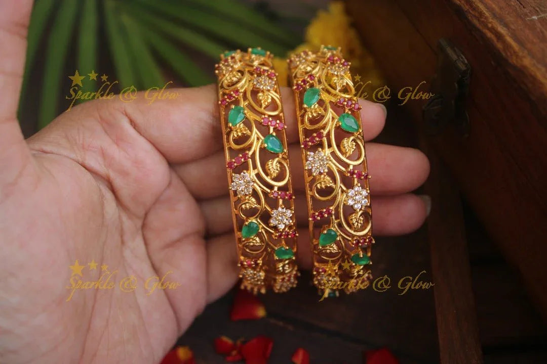 Premium matte stone bangles - Sparkle and Glow