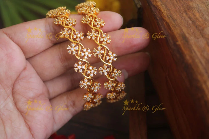 Gold polished AD stone bangles - Sparkle and Glow